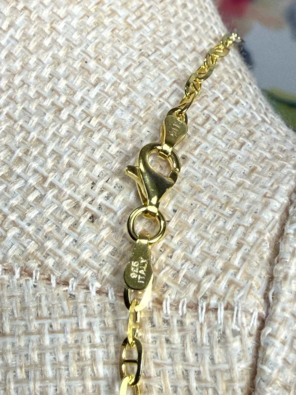 TriColor Gold Plated Sterling Silver Chain Necklace-New